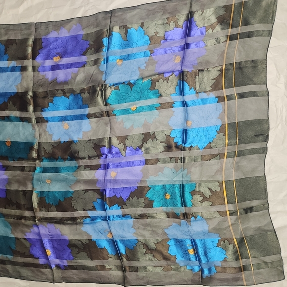 Givenchy Floral Scarf in Blue and Black - Picture 2 of 4